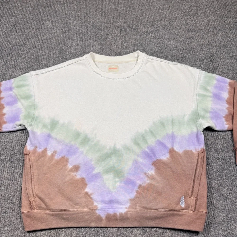 FP Movement Free People Tie Dye Sweatshirt Brown Purple Green Small